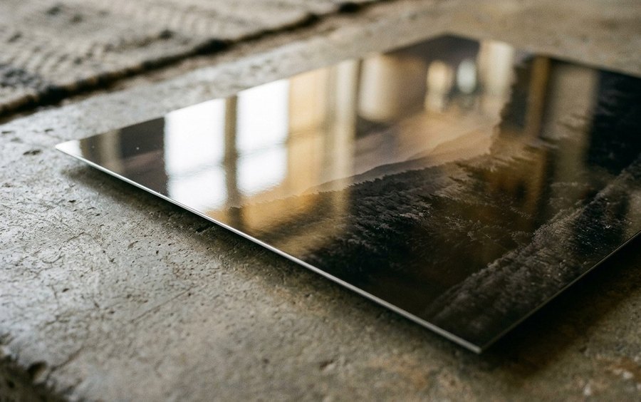 Close-up of light glowing through a ChromaLuxe metal print